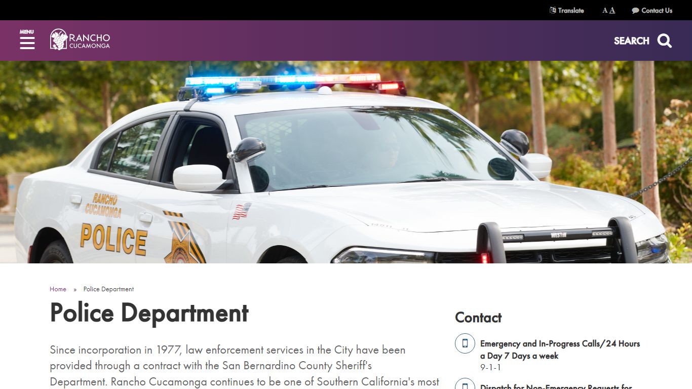 Police Department | City of Rancho Cucamonga