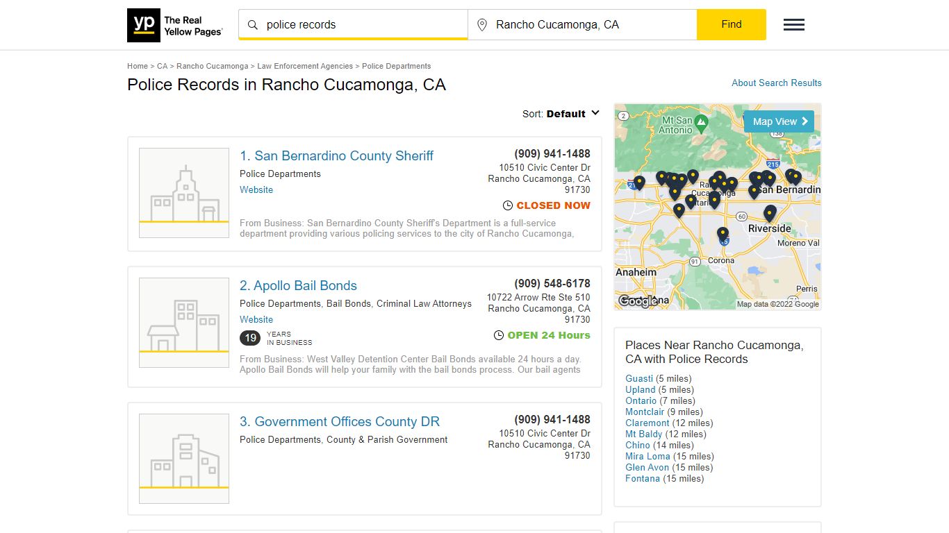 Police Records in Rancho Cucamonga, CA - YP.com